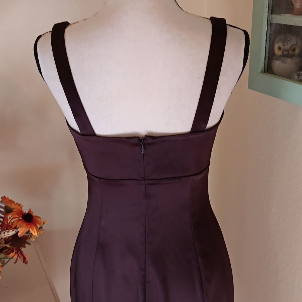 Calvin Klein Chocolate Brown Stretch Satin Dress - Picture 6 of 11